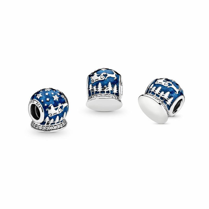 Pandora Christmas Night Charm - Sterling Silver/Enamel/Blue/Cubic Zirconia - Canada | DB7099XG